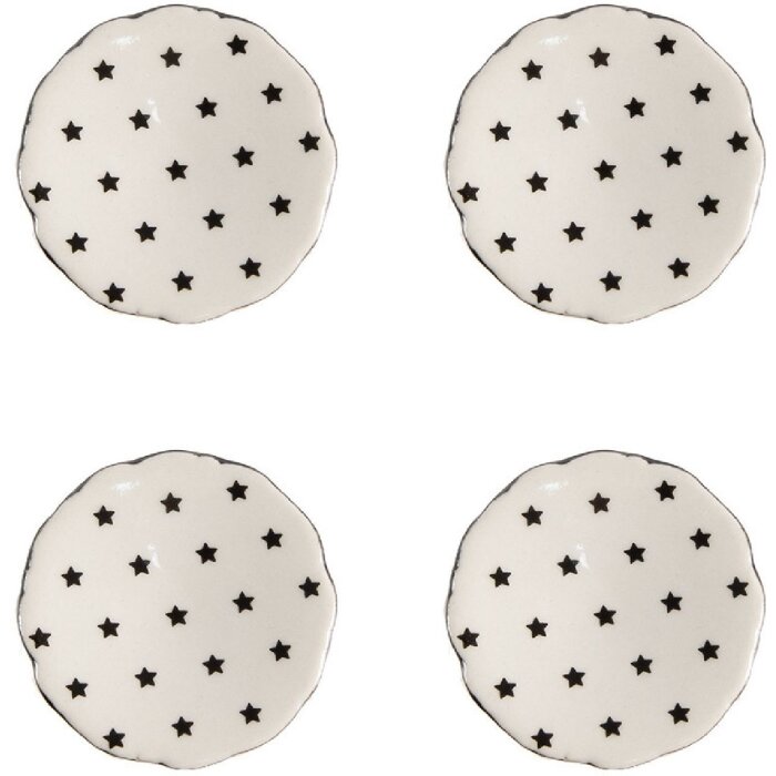 Clayre & Eef 65291 Gałka drzwiowa wzór gwiazdy biały czarny Ø 4x3/6 cm
