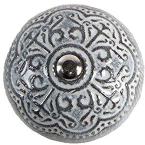 Clayre & Eef 65303 Gałka do drzwi Vintage Silver Ø 4x3/6 cm Zestaw 4 sztuk