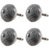Clayre & Eef 65303 Gałka do drzwi Vintage Silver Ø 4x3/6 cm Zestaw 4 sztuk