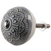 Clayre & Eef 65303 Gałka do drzwi Vintage Silver Ø 4x3/6 cm Zestaw 4 sztuk