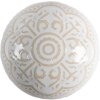 Clayre & Eef 65304 Gałka do drzwi ceramiczna biało-złoty wzór Ø4x3 cm