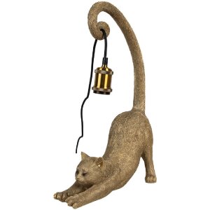Clayre & Eef 6LMP788 Lampa stołowa Cat Gold 31x17x49...