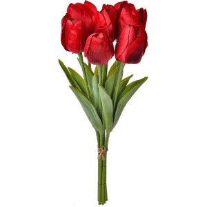 Clayre & Eef 6PL0276 Sztuczny kwiat Tulipany 10x10x32 cm Czerwony