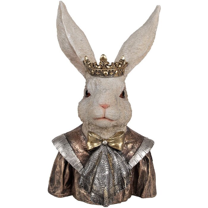 Clayre & Eef 6PR4138 Dekoracja Królik z koroną 23x18x40 cm
