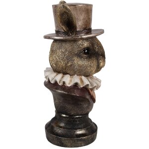 Clayre & Eef 6PR4140 Ozdoba królik 19x16x35 cm antyczny brąz