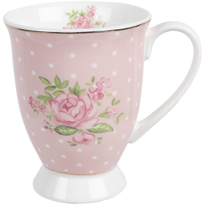Clayre & Eef SWRMU-2 Kubek porcelanowy różowo-fioletowy 12x8x10cm 300ml