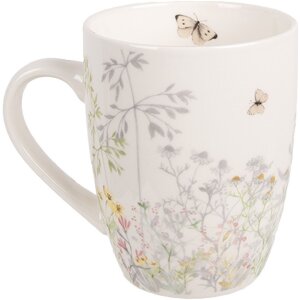 Kubek Clayre & Eef WFFMU Biały Porcelanowy Botaniczny 12x8x10 cm 350 ml