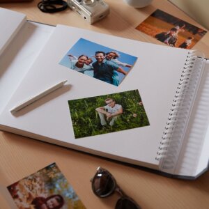 HNFD Album fotograficzny Lona szare płótno 1000 zdjęć 34,5x33 cm 168 białych stron