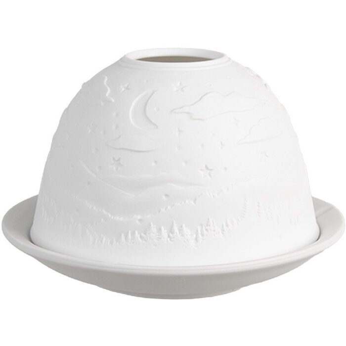 Clayre & Eef 6CE1815 Pojemnik na tealight biały Ø 12x8 cm Porcelana w stylu wiejskim