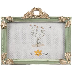 Clayre & Eef 2F1140 Ramka na zdjęcia Zielone złoto 17x2x14 cm 10x15 cm