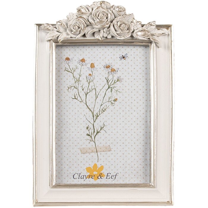 Clayre & Eef 2F1142 Ramka na zdjęcia Białe Srebro 14x2x22 cm / 10x15 cm