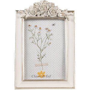 Clayre & Eef 2F1142 Ramka na zdjęcia Białe Srebro 14x2x22 cm / 10x15 cm