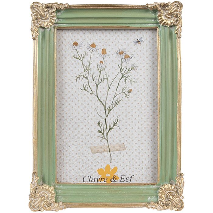 Clayre & Eef 2F1147 Ramka na zdjęcia Zielone złoto 13x2x18 cm 10x15 cm