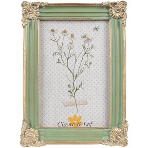 Clayre & Eef 2F1147 Ramka na zdjęcia Zielone złoto 13x2x18 cm 10x15 cm