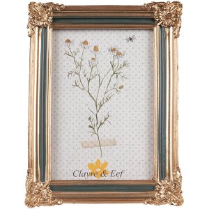Clayre & Eef 2F1148 Ramka na zdjęcia złoto-zielona 13x2x18 cm 10x15 cm