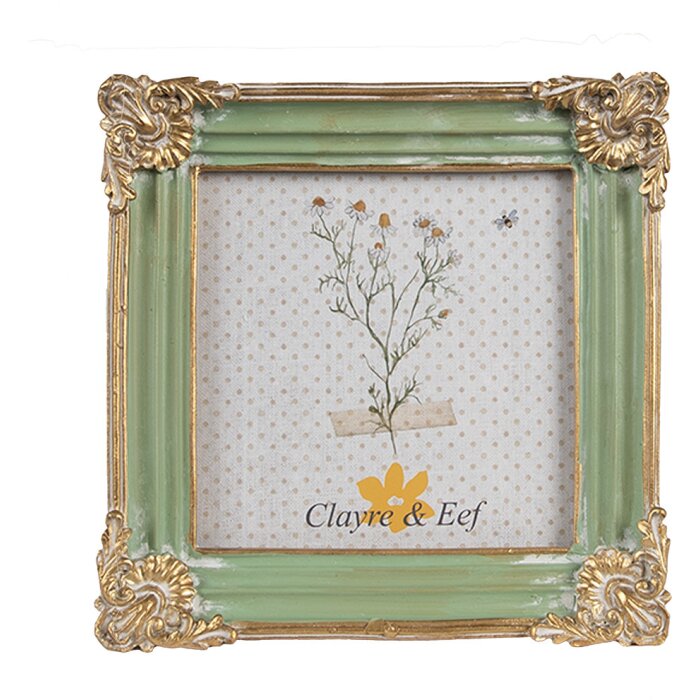 Clayre & Eef 2F1149 Ramka na zdjęcia Zielone złoto 13x2x13 cm 10x10 cm