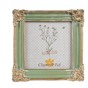 Clayre & Eef 2F1149 Ramka na zdjęcia Zielone złoto 13x2x13 cm 10x10 cm