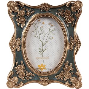 Clayre & Eef 2F1151 Ramka na zdjęcia złoto-zielona 11x2x13 cm 6x9 cm