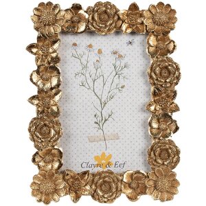 Clayre & Eef 2F1155 Ramka na zdjęcia w kolorze złotym 16x2x20 cm 10x15 cm