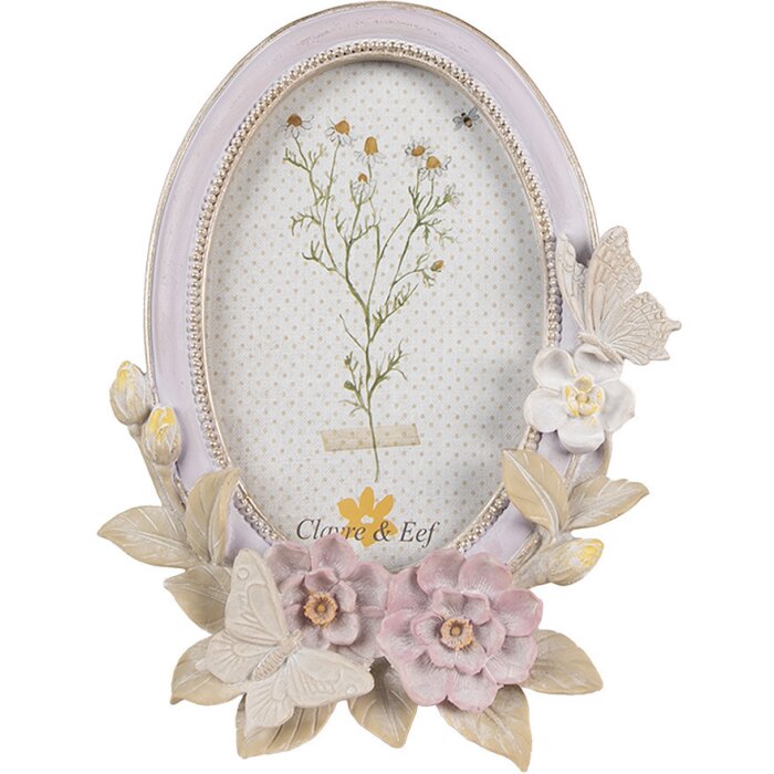 Clayre & Eef 2F1102 Ramka na zdjęcia Oval Purple Beige 16x3x20 cm 10x15 cm