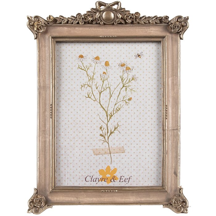 Clayre & Eef 2F1112 Ramka na zdjęcia w kolorze złotym 18x2x24 cm 13x18 cm Romantyczna