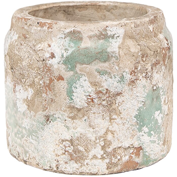 Clayre & Eef 6TE0539S Doniczka Terakota Beżowa Zielona Ø 11x9 cm