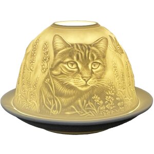 Clayre & Eef 6CE1807 Podstawka na tealight Cat Ø 12x8 cm biała