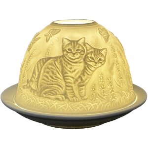 Clayre & Eef 6CE1807 Podstawka na tealight Cat Ø 12x8 cm biała