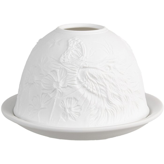 Clayre & Eef 6CE1809 Pojemnik na tealight Porcelanowy kot Ø 12x8 cm Biały