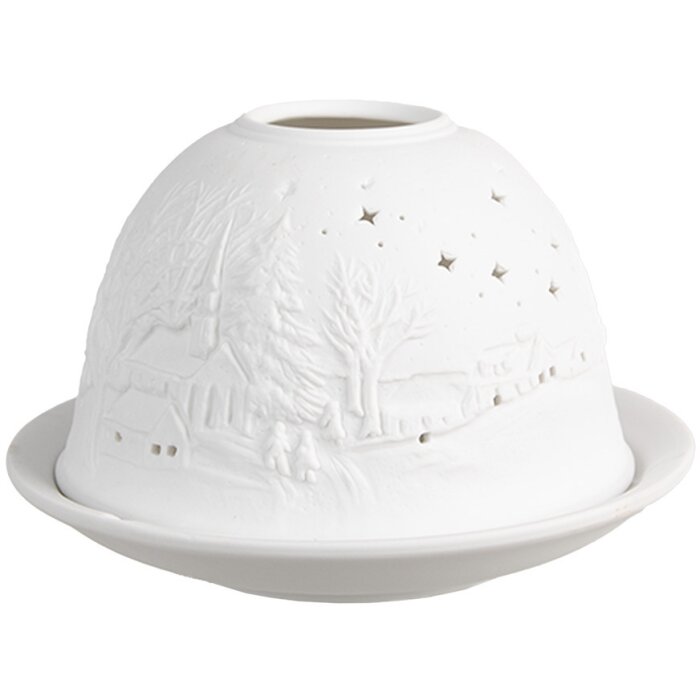 Clayre & Eef 6CE1814 Stojak na tealight Stars Ø 12x8 cm biały