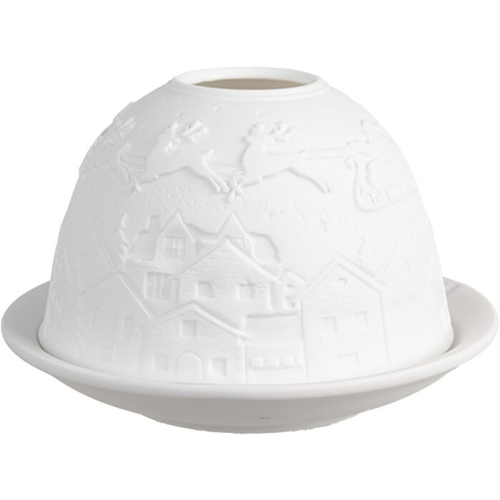 Clayre & Eef 6CE1820 Pojemnik na podgrzewacze Porcelana Biały Ø 12x8 cm Boże Narodzenie