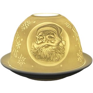 Clayre & Eef 6CE1822 Podstawka na tealight Wesołych Świąt Ø 12x8 cm biała