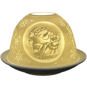 Clayre & Eef 6CE1822 Podstawka na tealight Wesołych Świąt Ø 12x8 cm biała