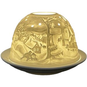 Clayre & Eef 6CE1823 Podstawka na tealight Winter Ø 12x8 cm biała