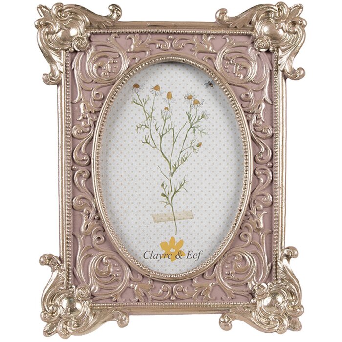 Clayre & Eef 2F1115 Ramka na zdjęcia srebrna różowa 17x3x21 cm 10x15 cm