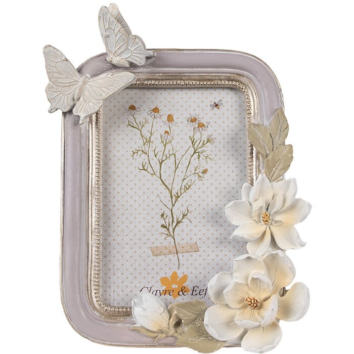 Clayre & Eef 2F1117 Ramka na zdjęcia fioletowo-srebrna 17x3x23 cm 10x15 cm