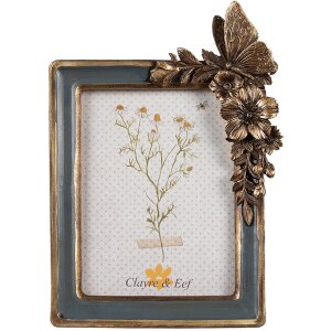 Clayre & Eef 2F1126 Ramka na zdjęcia 18x3x26 cm 13x18 cm Niebieskie złoto