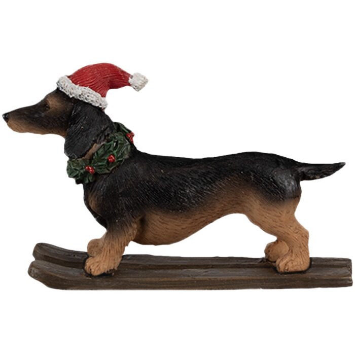 Clayre & Eef 6PR4173 Statuetka dekoracyjna Pies Jamnik 10x3x7 cm