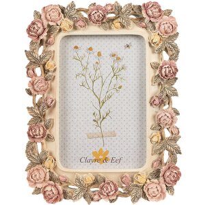 Clayre & Eef 2F1134 Ramka na zdjęcia z motywem kwiatowym 17x2x21 cm 10x15 cm