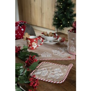 Clayre & Eef 6CEMU0158 Kubek Gingerbread Red-White 325ml 14x9x10cm