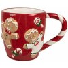 Clayre & Eef 6CEMU0158 Kubek Gingerbread Red-White 325ml 14x9x10cm