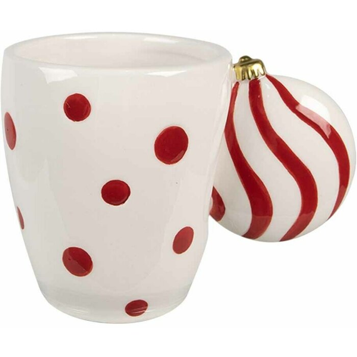 Clayre & Eef 6CEMU0162R Kubek z uchwytem w kształcie bombki 350 ml