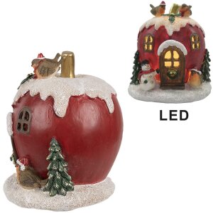 Clayre & Eef 6PR4175 Dekoracja świąteczna domek z oświetleniem LED 12x11x13 cm