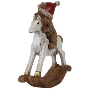 Clayre & Eef 6PR4169 Dekoracja Niedźwiedź na koniu bujanym 12x4x14 cm
