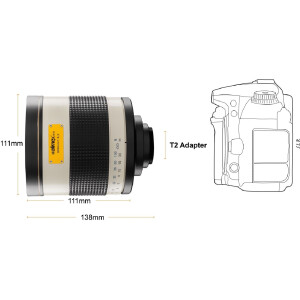 Walimex pro 800/8.0 DSLR lustrzany teleobiektyw 800mm manualny adapter T2 113mm