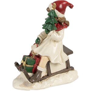 Clayre & Eef 6PR4183 Dekoracja Dziecko na sankach 10x6x12 cm