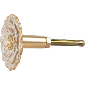 Clayre & Eef 65736 Gałka drzwiowa Ø 4x3 cm w kolorze białego złota w stylu botanicznym