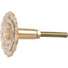 Clayre & Eef 65736 Gałka drzwiowa Ø 4x3 cm w kolorze białego złota w stylu botanicznym