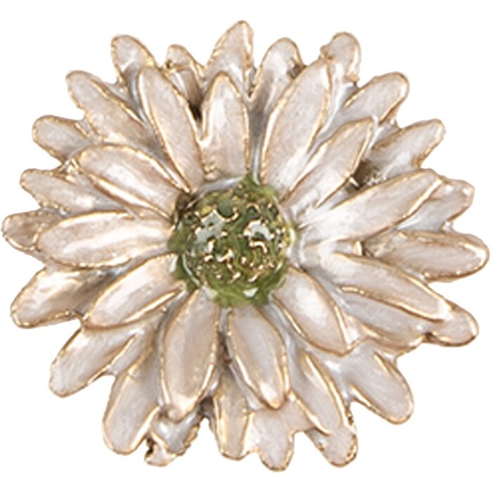 Clayre & Eef 65738 Gałka do drzwi Kwiat Białe Złoto Ø 4x3 cm Metal Botaniczny