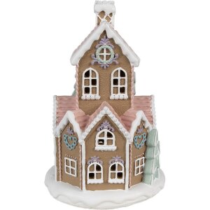 Clayre & Eef 6PR4308 Domek dekoracyjny z LED Ø 14x22 cm / 3xAAA